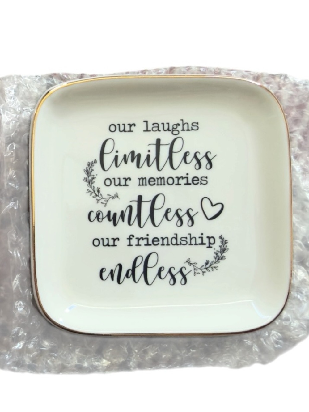 Inspirational Friendship Best Friends Bridal Trinket Ring Jewelry Dish Gift. NEW